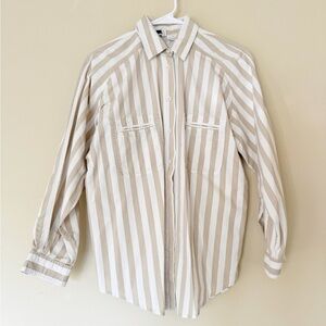 Vintage ILIO Button Down Woman's Striped Cotton Collared Shirt